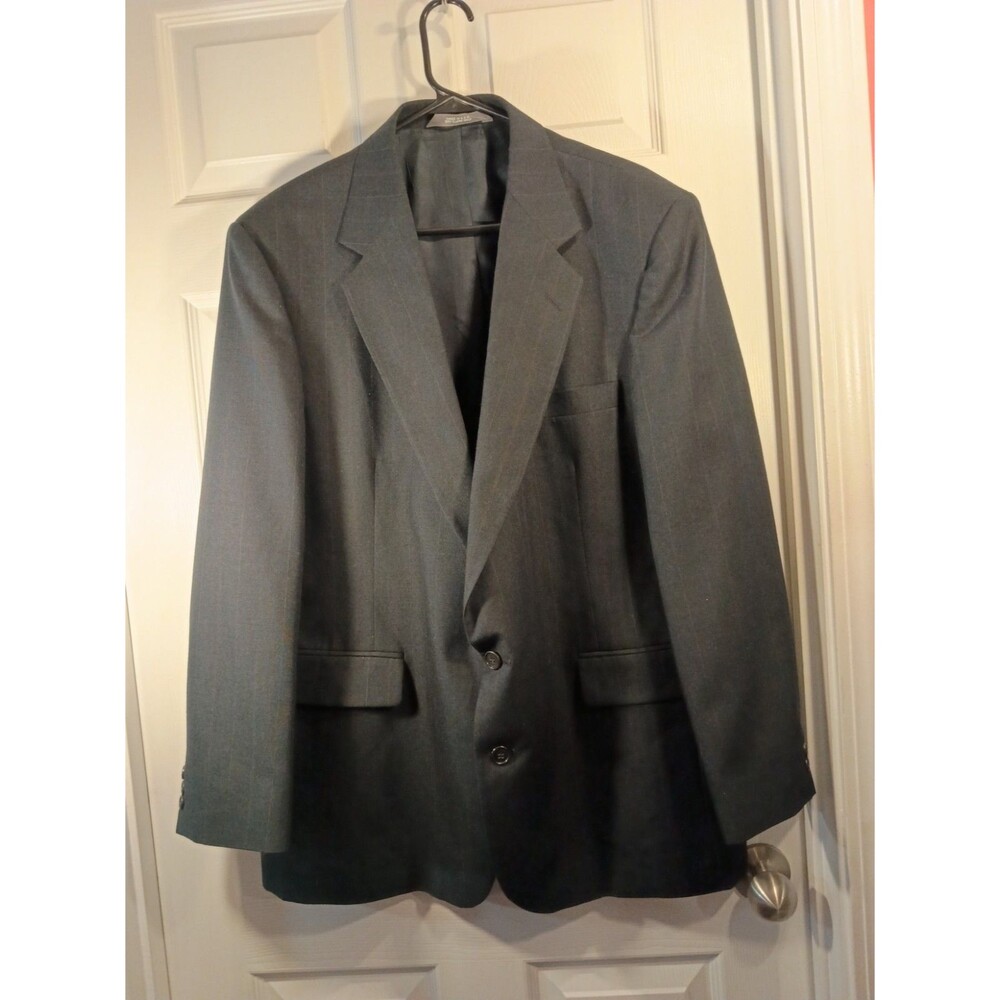 Haggar Imperial Blazer Jacket Size 46 Dark Gray With Faint Stripes